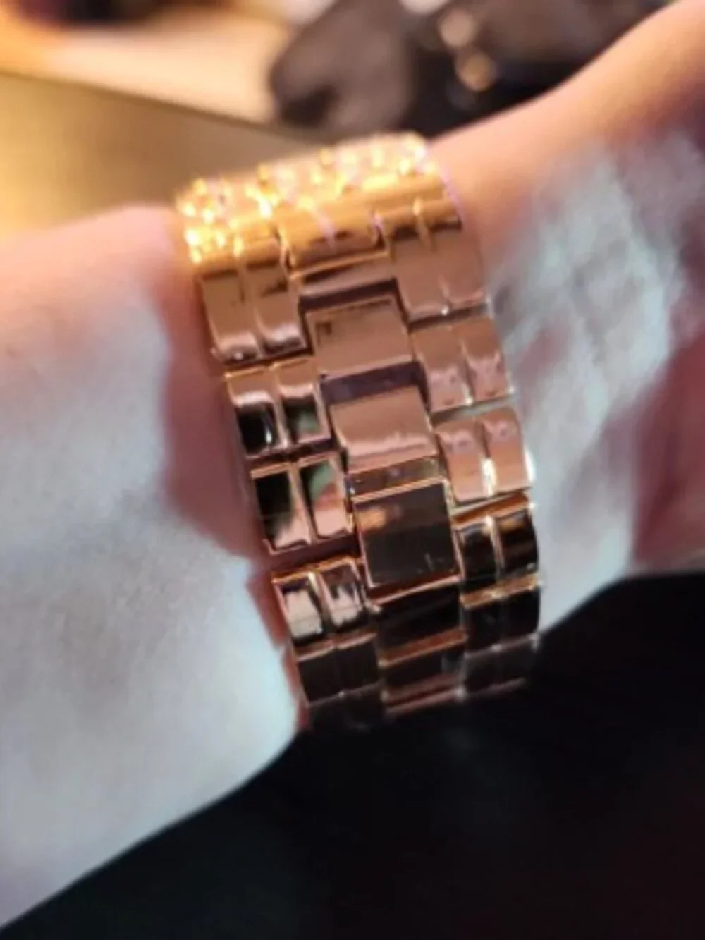 Elegant Gold-Tone Women's Dress Watch with Black Dial